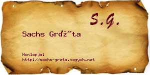 Sachs Gréta névjegykártya